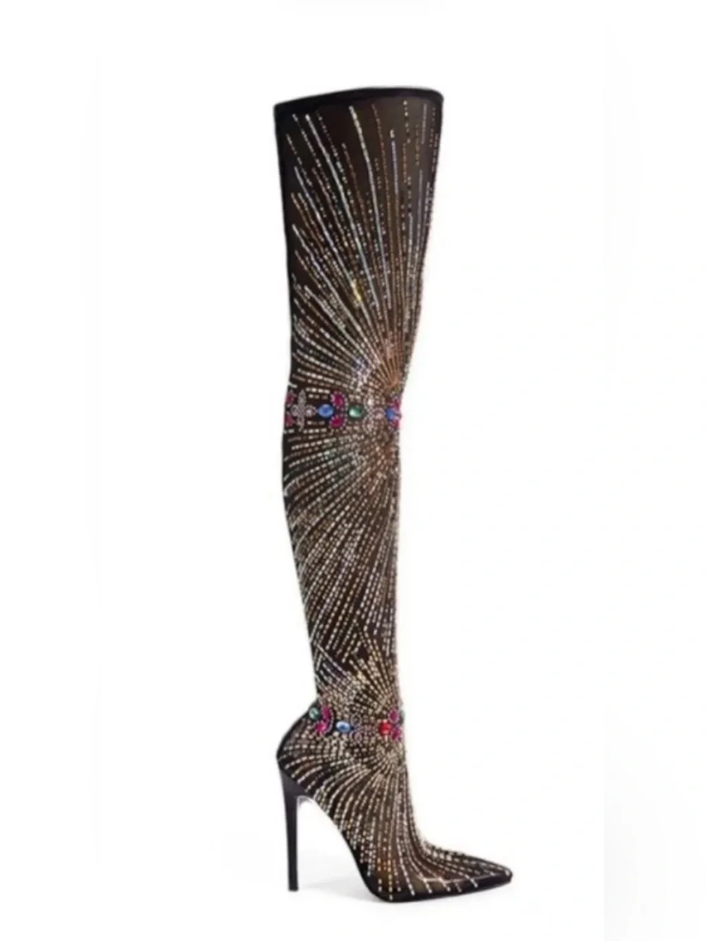 🆕 AZALEA WANG | Chevelle Over the Knee Boot in Black - Rhinestone Embellishment